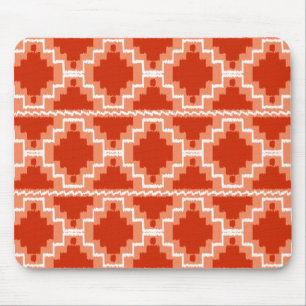 Alfombrilla De Ratón Patrón Aztec Ikat - Arroz, Naranja y blanco
