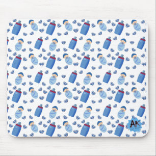 Alfombrilla De Ratón Patrón azul del Pacífico de la botella de bebé