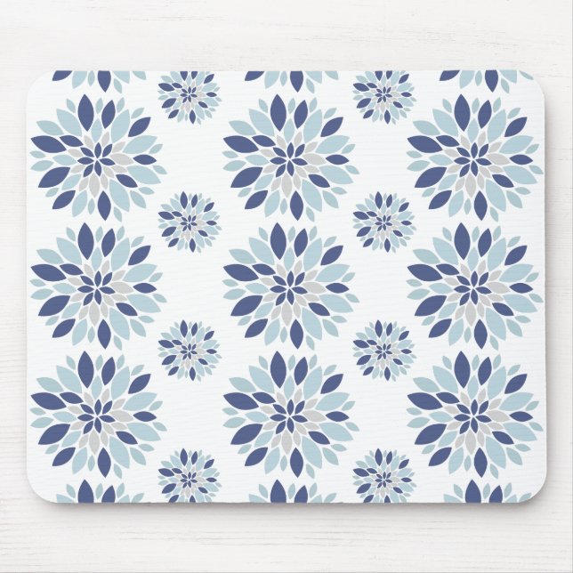 Alfombrilla De Ratón patrón azul floral (Frente)