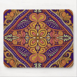 Alfombrilla De Ratón Patrón Batik Azul Amarillo
