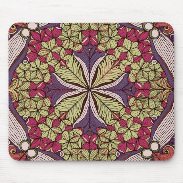 Alfombrilla De Ratón Patrón Batik Azul Rojo (Frente)