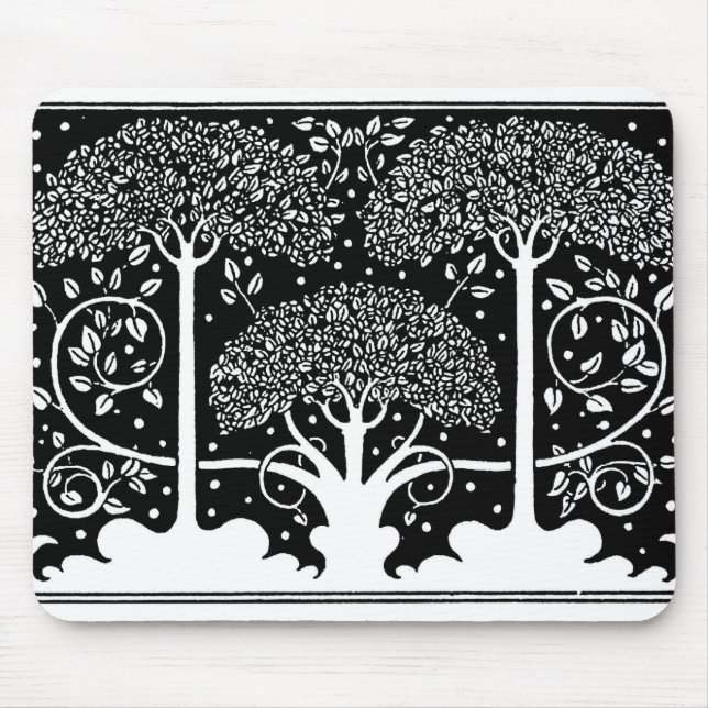 Alfombrilla De Ratón Patrón Beardsley de árbol Art Nouveau (Frente)