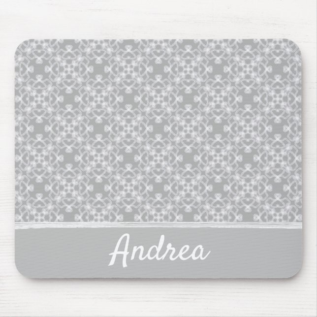 Alfombrilla De Ratón Patrón blanco y gris personalizado (Frente)