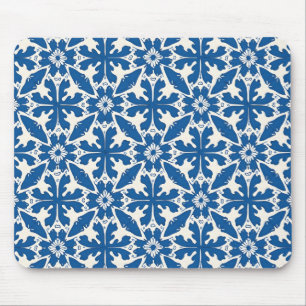 Alfombrilla De Ratón Patrón Boho en Azul – Elegante y Audaz
