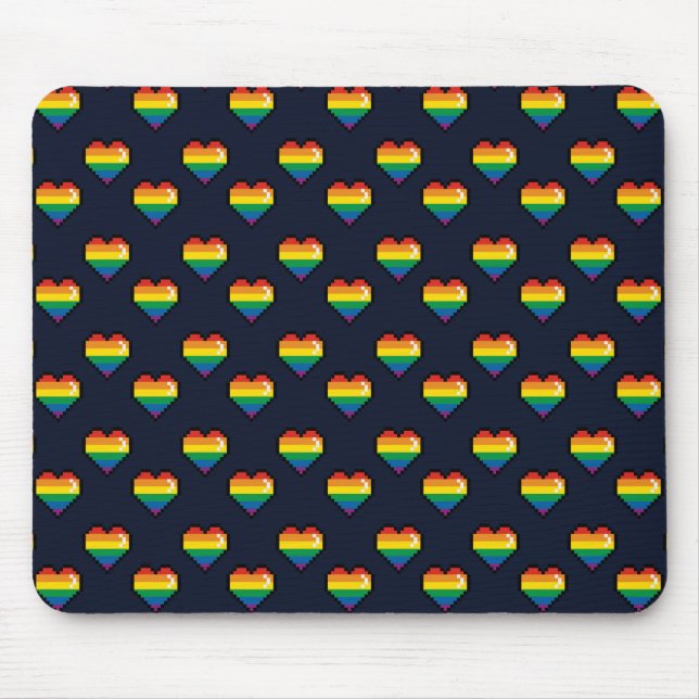Alfombrilla De Ratón Patrón cardíaco arco iris de 8 bits (Frente)