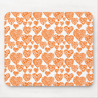 Alfombrilla De Ratón Patrón cardíaco - Naranja en blanco