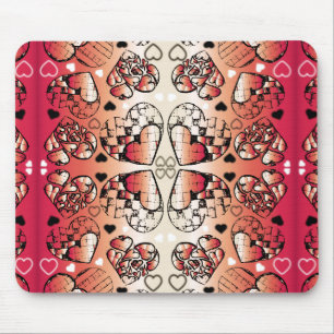 Alfombrilla De Ratón Patrón cardíaco romántico caprichoso rojo y blanco