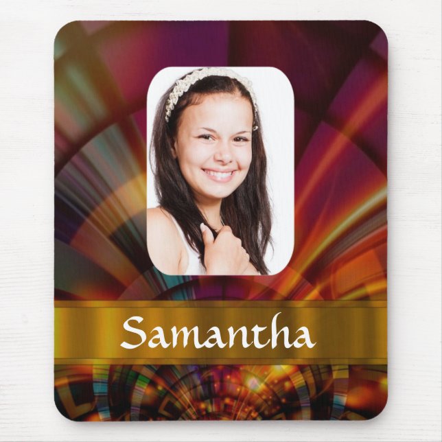 Alfombrilla De Ratón Patrón circular rojo bronce (Frente)