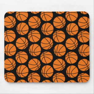 Alfombrilla De Ratón Patrón clásico de baloncesto en negro
