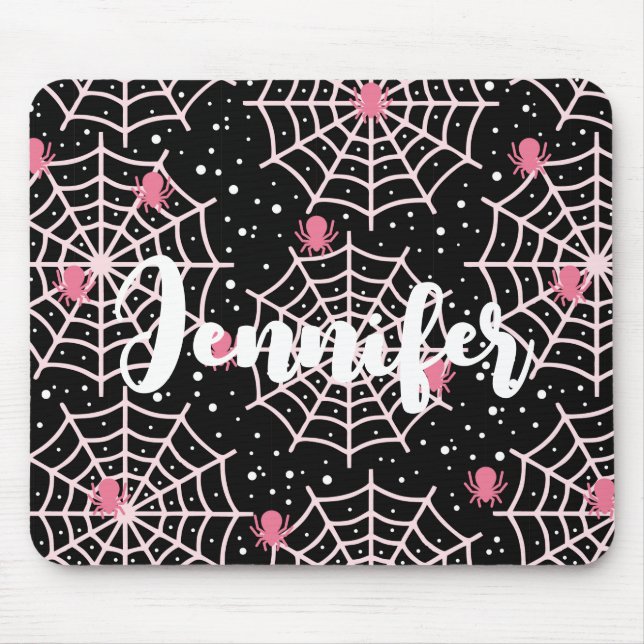 Alfombrilla De Ratón Patrón Cobwebs y Spiders de Halloween (Frente)