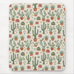 Alfombrilla De Ratón Patrón continuo de cactus suculentos del desierto