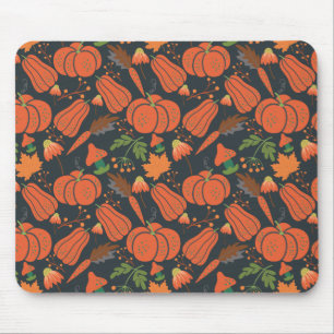 Alfombrilla De Ratón Patrón continuo de calabaza roja y zanahorias