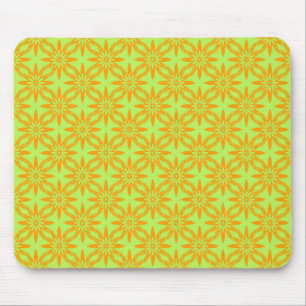 Alfombrilla De Ratón Patrón continuo de flores verdes naranjas