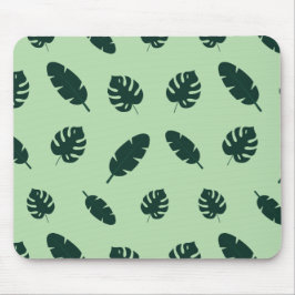Alfombrilla De Ratón Patrón continuo de hojas de Monstera y palmeras tr
