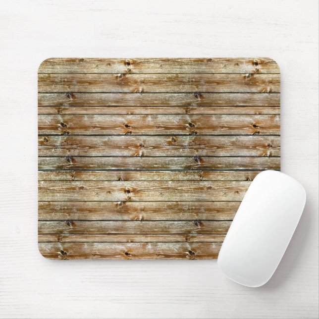 Alfombrilla De Ratón Patrón continuo de tabla de madera marrón desgasta (Con ratón)