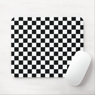 Alfombrilla De Ratón Patrón cuadrado blanco negro elegante