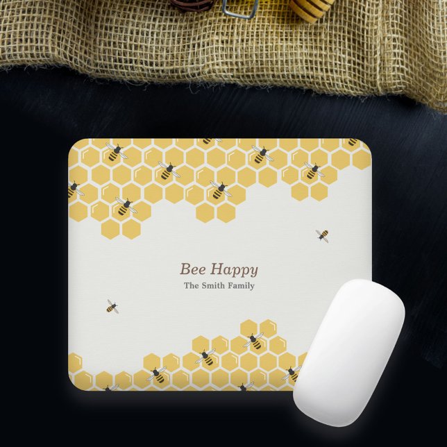 Alfombrilla De Ratón Patrón de abeja y abeja (Bee and Honeycomb Mouse Pad)