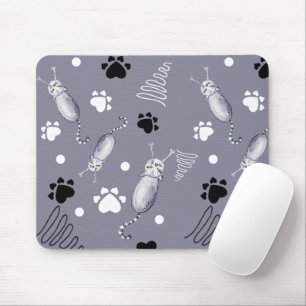 Alfombrilla De Ratón Patrón De Acuarela De Gatos Y Pasta