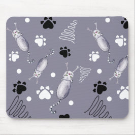 Alfombrilla De Ratón Patrón De Acuarela De Gatos Y Pasta