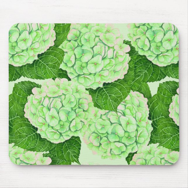 Alfombrilla De Ratón Patrón de acuarela de Hydrangea (Frente)