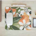 Alfombrilla De Ratón Patrón de acuarela de Naranja tropical y flores<br><div class="desc">Patrón de acuarela de Naranja tropical y flores</div>