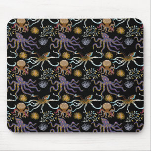 Alfombrilla De Ratón Patrón de animales acuáticos vida submarina en l