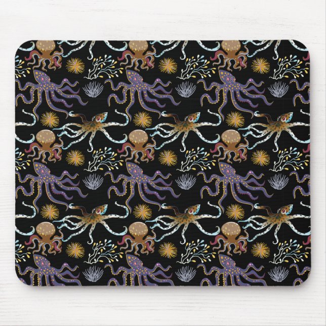 Alfombrilla De Ratón Patrón de animales acuáticos | vida submarina en l (Frente)