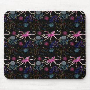 Alfombrilla De Ratón Patrón de animales acuáticos vida submarina en l