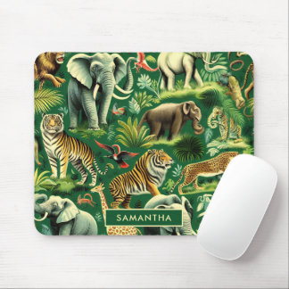 Alfombrilla De Ratón Patrón de animales de la selva de vintage
