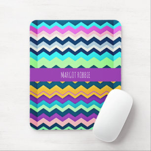 Alfombrilla De Ratón Patrón de arcoiris pastel en zigzag