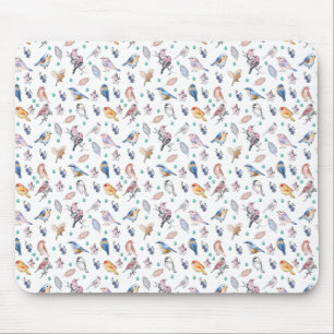 Alfombrilla De Ratón Patrón de aves primaverales