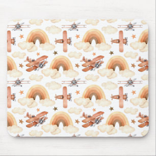 Alfombrilla De Ratón Patrón de avión arco iris de color de agua suave