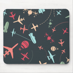 Alfombrilla De Ratón Patrón de avión negro y aviación