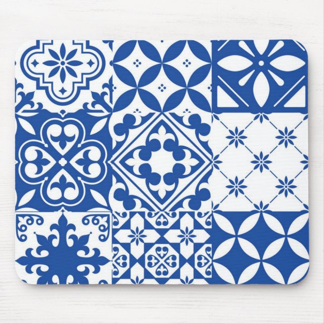 Alfombrilla De Ratón Patrón de azulejos de cerámica (Frente)
