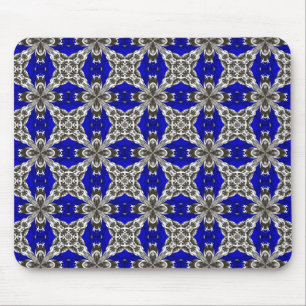 Alfombrilla De Ratón Patrón de baldosas repetido azul zafiro gris y bla