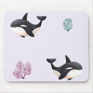 Alfombrilla De Ratón Patrón de ballena orca linda para guardería de vid