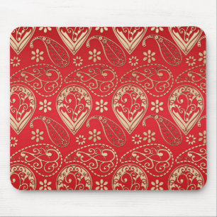 Alfombrilla De Ratón Patrón de Bandana de Paisley Red Gold