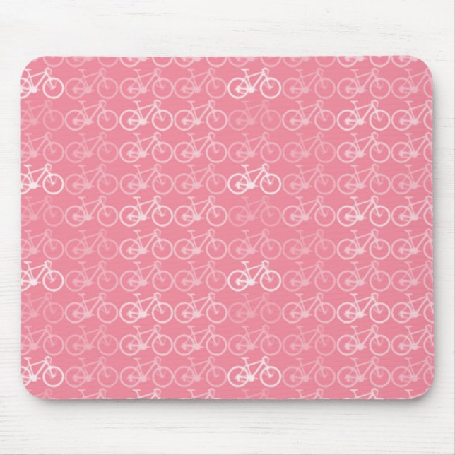 Alfombrilla De Ratón patrón de bicicletas rosa (Frente)
