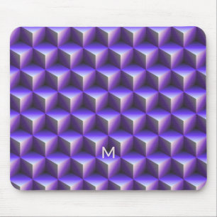 Alfombrilla De Ratón Patrón de bloque de cubo morado abstracto