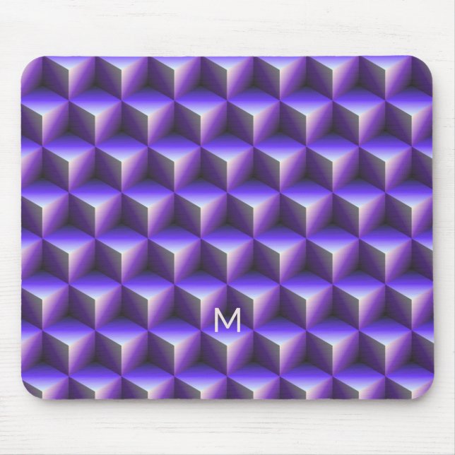 Alfombrilla De Ratón Patrón de bloque de cubo morado abstracto (Frente)