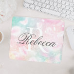 Alfombrilla De Ratón Patrón de bokeh de Bonito de Purpurina rosa<br><div class="desc">Personalice fácilmente este patrón purpurina de bokeh de color rosa con su nombre personalizado y/o monograma.</div>