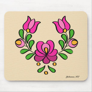 Alfombrilla De Ratón Patrón de bordado húngaro, "Matyó" - rosa