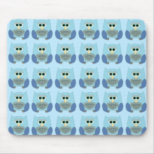 Alfombrilla De Ratón Patrón de búhos azules lindos