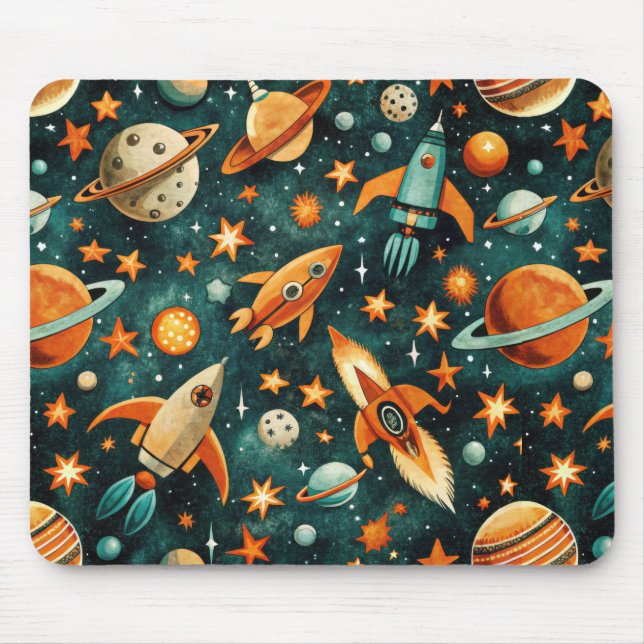 Alfombrilla De Ratón Patrón de buques de cohetes de naves espaciales vi (Frente)