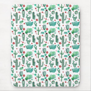 Alfombrilla De Ratón patrón de cactus y ladybug - fondo blanco