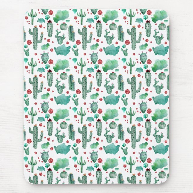 Alfombrilla De Ratón patrón de cactus y ladybug - fondo blanco (Frente)