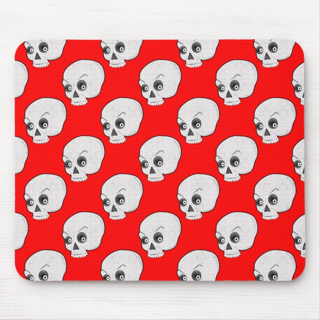 Alfombrilla De Ratón Patrón De Calavera En Fondo Rojo (Frente)