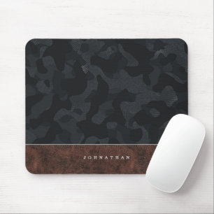 Alfombrilla De Ratón Patrón de camuflaje gris pizarra oscuro y cuero
