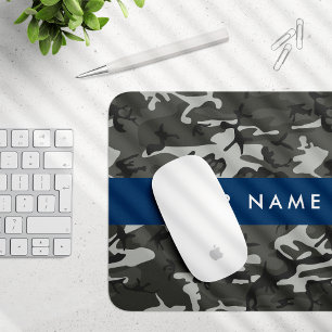 Alfombrilla De Ratón Patrón de camuflaje gris, su nombre, Personalizar