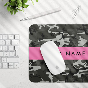 Alfombrilla De Ratón Patrón de camuflaje gris, tu nombre, Personalizar